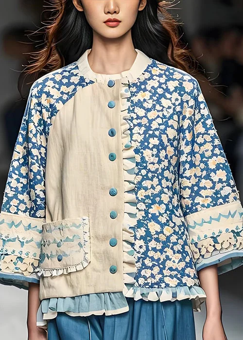 Women's faux fur coats in bright colors for a bold fashion statementCasual Ruffled Print Pockets Patchwork Cotton Coats Fall Women's faux fur coats in bright colors for a bold fashion statementCasual Ruffled Print Pockets Patchwork Cotton Coats Fall