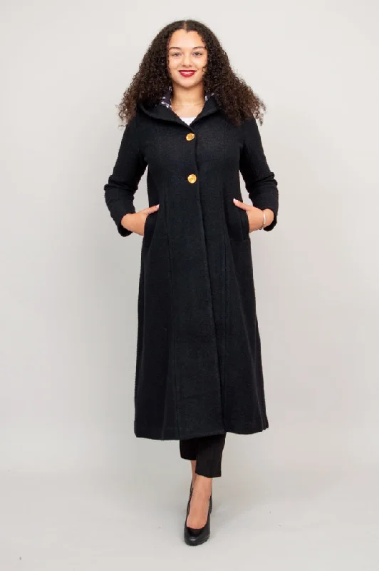 Belted women's cashmere coats in soft pastels for a luxurious feelCatherine Coat, Black, Boiled Wool Belted women's cashmere coats in soft pastels for a luxurious feelCatherine Coat, Black, Boiled Wool