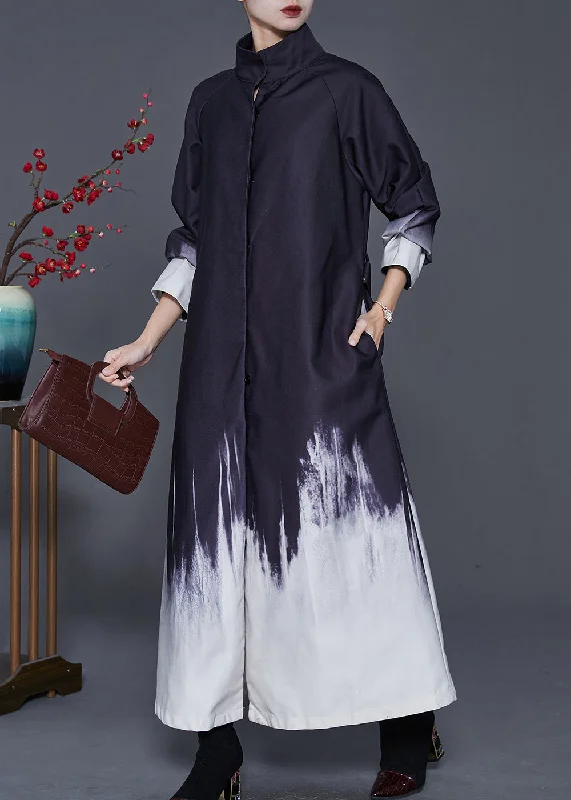 Women's long - sleeve wool coats in a houndstooth pattern for a classic charmChic Black Oversized Tie Dye Cotton Trench Coat Spring Women's long - sleeve wool coats in a houndstooth pattern for a classic charmChic Black Oversized Tie Dye Cotton Trench Coat Spring
