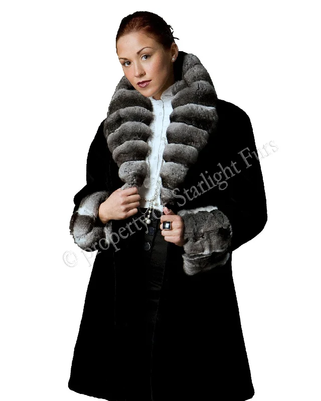Women's longline double - breasted camel coats for a sophisticated look29 | Black Sheared Beaver Coat with Chinchilla Trim Women's longline double - breasted camel coats for a sophisticated look29 | Black Sheared Beaver Coat with Chinchilla Trim