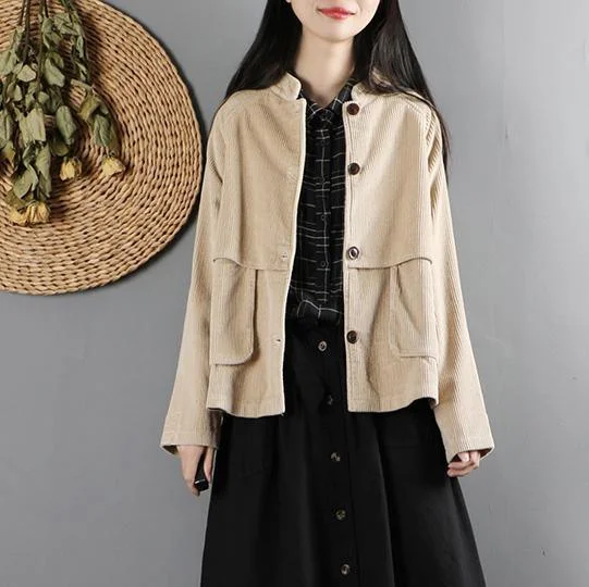 Women's waterproof parka coats with multiple pockets for practicalityClassy big pockets Fashion patchwork tunic coat khaki Art outwear
