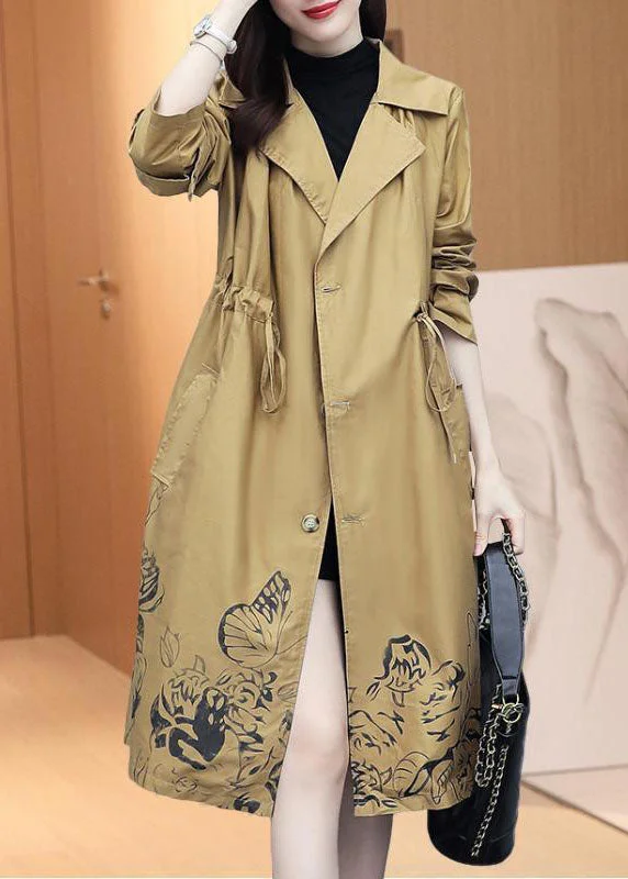 Oversized women's wool coats in a monochromatic look for a trendy outfitClassy Khaki Notched Print Drawstring Trench Coats Fall Oversized women's wool coats in a monochromatic look for a trendy outfitClassy Khaki Notched Print Drawstring Trench Coats Fall
