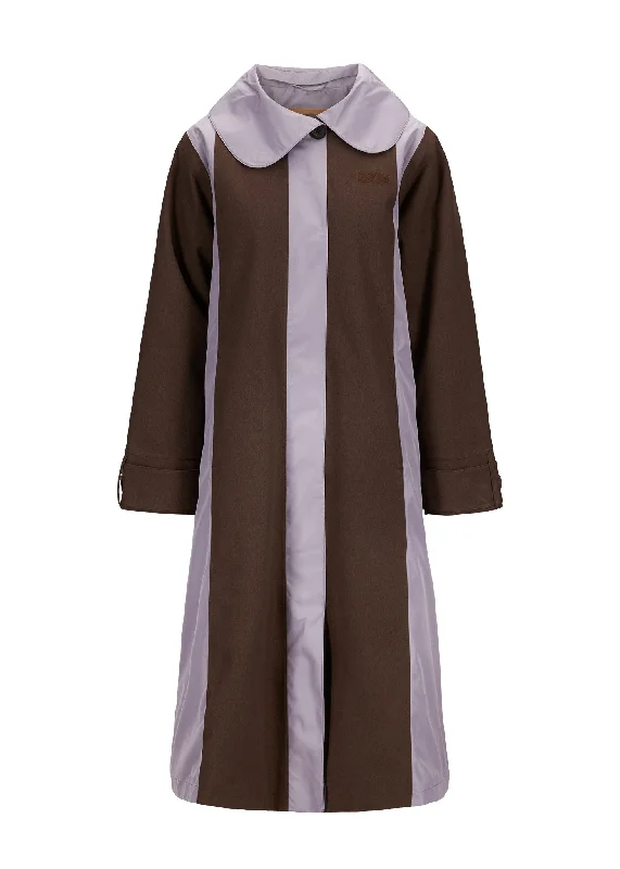 Women's cropped leather coats with silver studs for an edgy lookCloudy contrast coat - Chocolate Brown / 700 Lilac Women's cropped leather coats with silver studs for an edgy lookCloudy contrast coat - Chocolate Brown / 700 Lilac