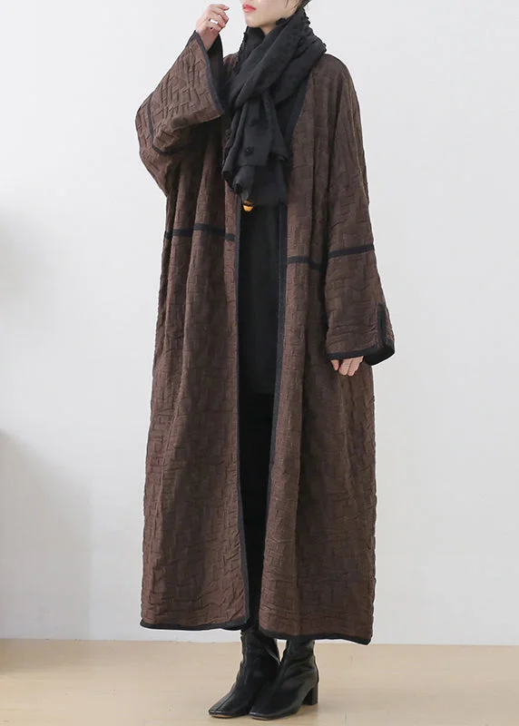 Women's knee - length wool blend coats with a fur collar for added warmthCoffee Colour V Neck Patchwork Woolen Trench Coats Long Sleeve Women's knee - length wool blend coats with a fur collar for added warmthCoffee Colour V Neck Patchwork Woolen Trench Coats Long Sleeve