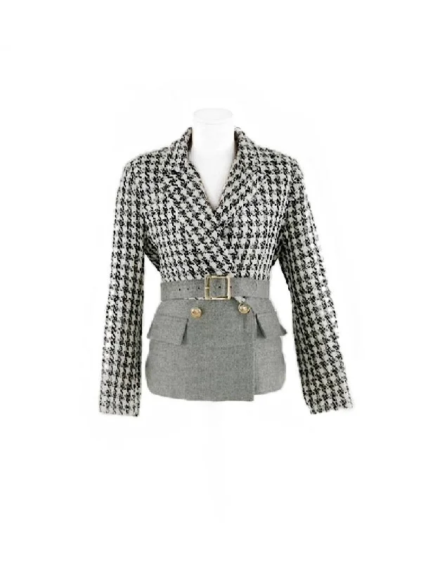 Women's longline double - breasted camel coats for a sophisticated lookCollared Half Tweed Belted Jacket Women's longline double - breasted camel coats for a sophisticated lookCollared Half Tweed Belted Jacket