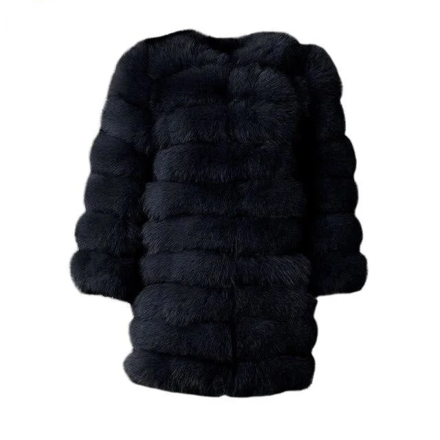 Embroidered women's cotton coats in a bohemian pattern for a unique designDark Grey Winter Women's Solid Thick Fur Long Detachable Coats & Jackets