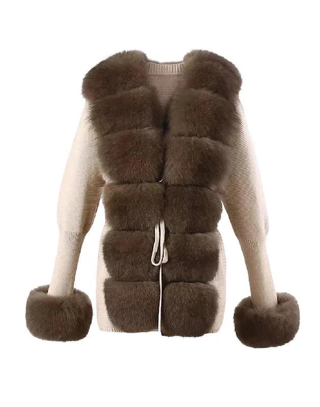Women's faux fur coats in bright colors for a bold fashion statementDetachable Fox Fur Trim Rib Knit Sweater Women's faux fur coats in bright colors for a bold fashion statementDetachable Fox Fur Trim Rib Knit Sweater