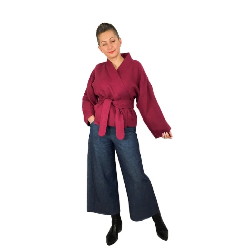 Women's knee - length wool blend coats with a fur collar for added warmthDhurata Davies Patterns The Overlap Shirt, Dress and Jacket