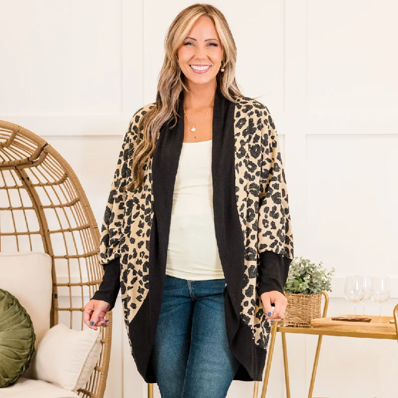 long length women cardigan with side slitsDon't Kiss And Tell Cardigan, Mocha