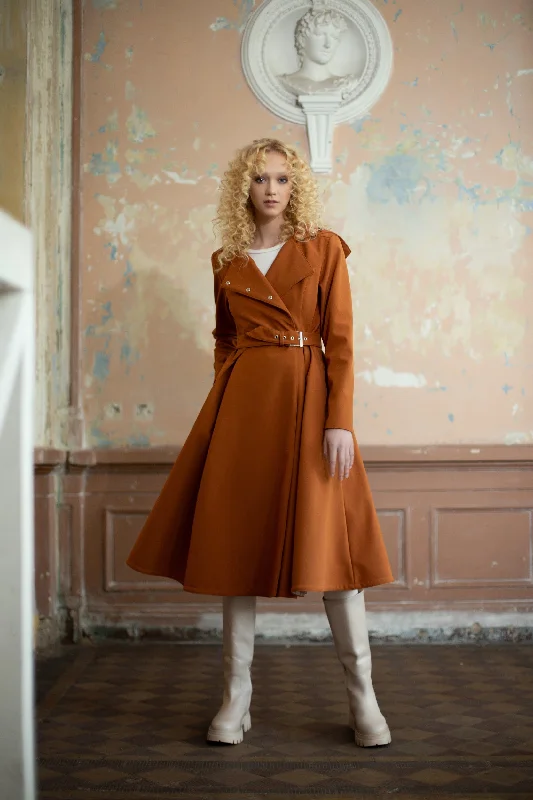 Women's longline double - breasted camel coats for a sophisticated lookDouble Breasted Trench Coat in Caramel Brown | 'Caramel Field' Women's longline double - breasted camel coats for a sophisticated lookDouble Breasted Trench Coat in Caramel Brown | 'Caramel Field'
