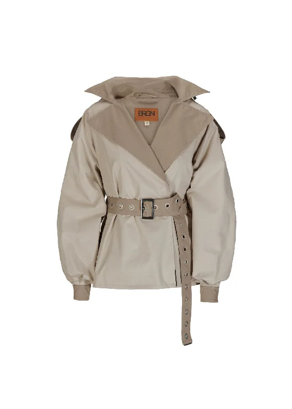 Women's waterproof parka coats with multiple pockets for practicalityDuskregn Short Trench Coat - Sand Women's waterproof parka coats with multiple pockets for practicalityDuskregn Short Trench Coat - Sand