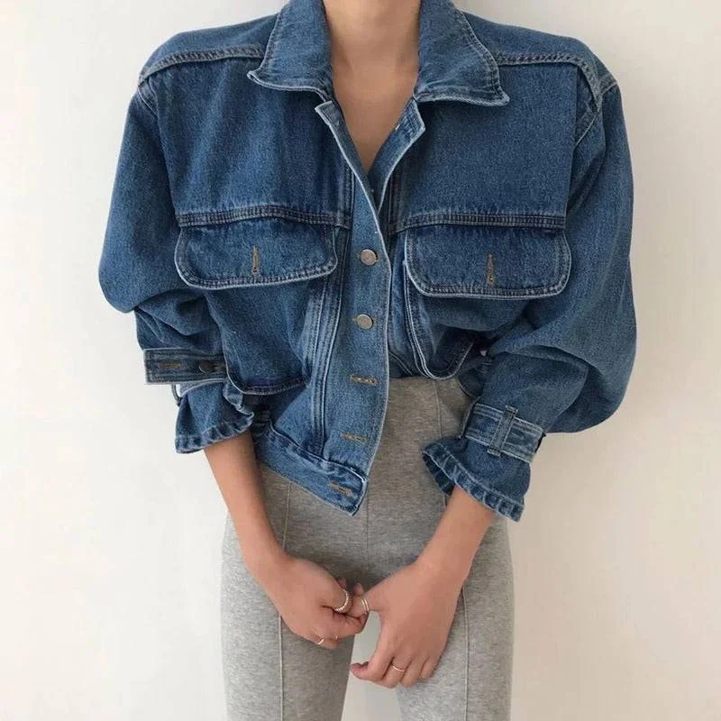 Oversized women's wool coats in a monochromatic look for a trendy outfitElastic Waist Denim Jacket With Big Pockets Oversized women's wool coats in a monochromatic look for a trendy outfitElastic Waist Denim Jacket With Big Pockets