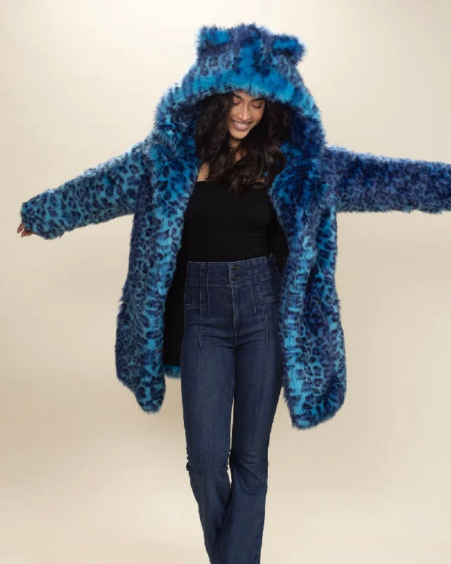 Mid - length women's down coats in a slim fit for a modern and sleek appearanceClassic Women's Faux Fur Coat | Electric Blue Lynx Mid - length women's down coats in a slim fit for a modern and sleek appearanceClassic Women's Faux Fur Coat | Electric Blue Lynx