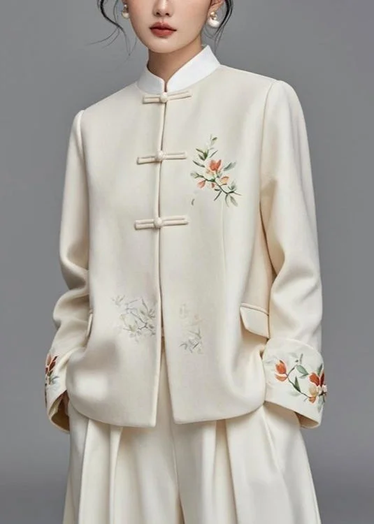 Long women's mac coats in a lightweight fabric for spring showersElegant Apricot Button Print Cotton Coats Fall