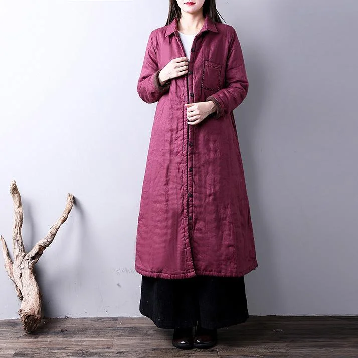 Women's knee - length wool blend coats with a fur collar for added warmthElegant purple oversized lapel warm winter coat Casual YZ-2018111424 Women's knee - length wool blend coats with a fur collar for added warmthElegant purple oversized lapel warm winter coat Casual YZ-2018111424