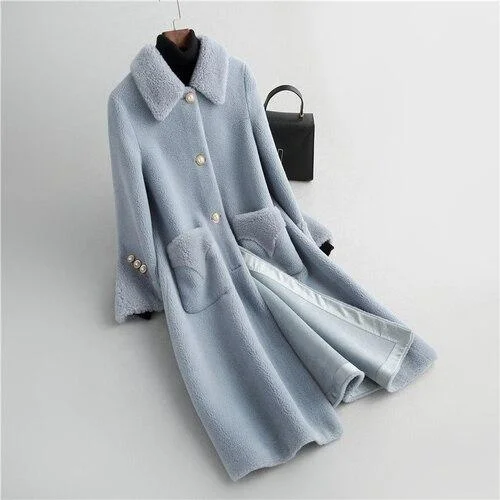 Women's waterproof parka coats with multiple pockets for practicalityElegant Winter Korean Women's Sheep Shearling Wool Long Coats & Jackets Women's waterproof parka coats with multiple pockets for practicalityElegant Winter Korean Women's Sheep Shearling Wool Long Coats & Jackets