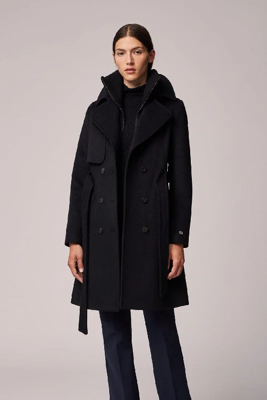 Petite women's wool blend coats with a tailored fit for a flattering silhouetteFABIANNE Trench-Style Wool Coat with High Napoleon Collar