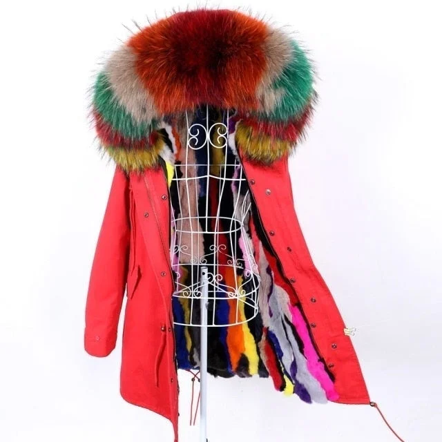 Women's waterproof parka coats with multiple pockets for practicalityFashion Women's Winter Big Fur Hooded Jacket with Removable Rabbit Fur Lining Women's waterproof parka coats with multiple pockets for practicalityFashion Women's Winter Big Fur Hooded Jacket with Removable Rabbit Fur Lining