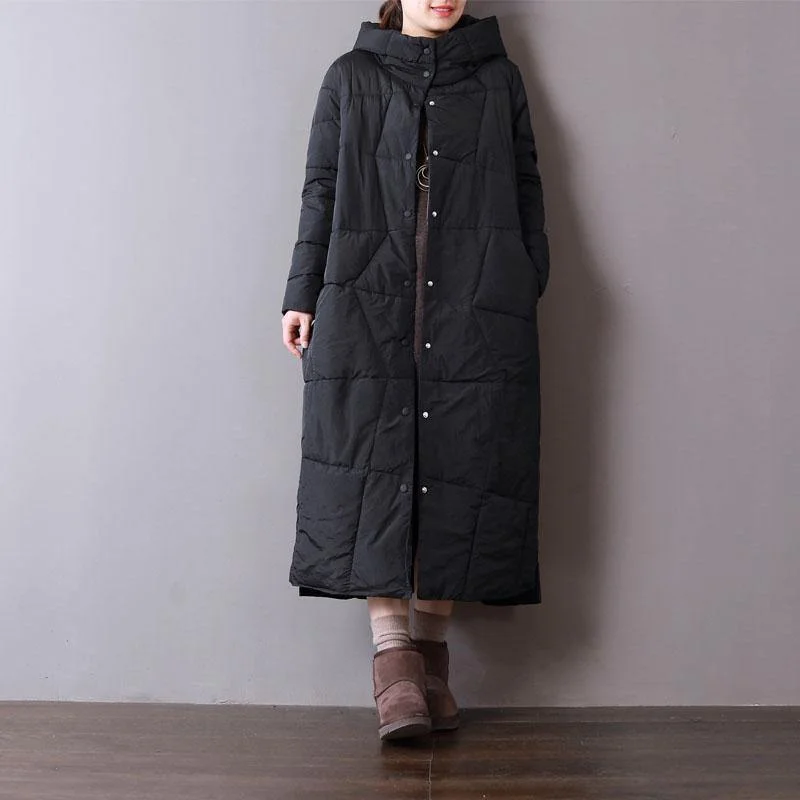 Embroidered women's cotton coats in a bohemian pattern for a unique designFine Black Parkas Oversized Hooded Cotton Jacket Fine Pockets Winter Coats Embroidered women's cotton coats in a bohemian pattern for a unique designFine Black Parkas Oversized Hooded Cotton Jacket Fine Pockets Winter Coats