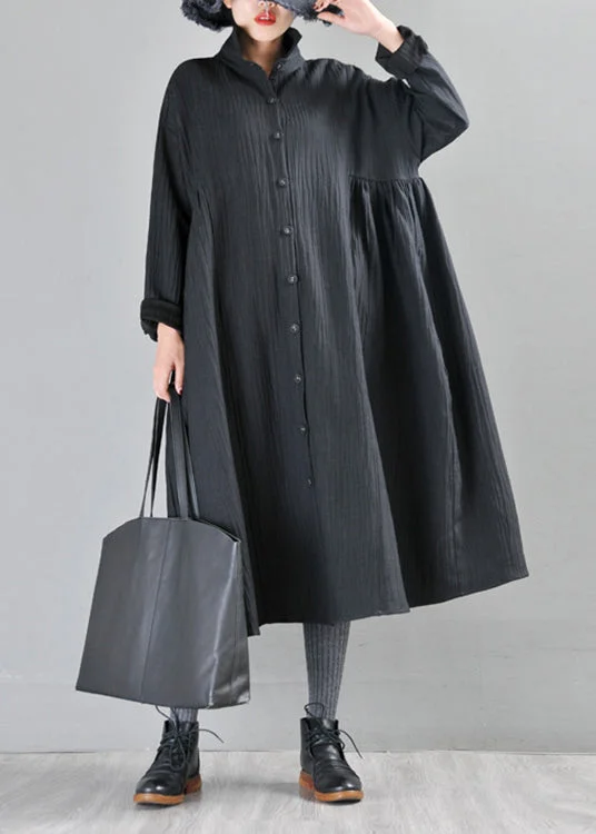 Petite women's wool blend coats with a tailored fit for a flattering silhouetteFitted Black Peter Pan Collar Patchwork Button Linen Trench Coats Long Sleeve Petite women's wool blend coats with a tailored fit for a flattering silhouetteFitted Black Peter Pan Collar Patchwork Button Linen Trench Coats Long Sleeve