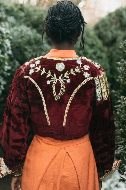 Embroidered women's cotton coats in a bohemian pattern for a unique designFolkwear 124 Bolivian Milkmaid's Jacket