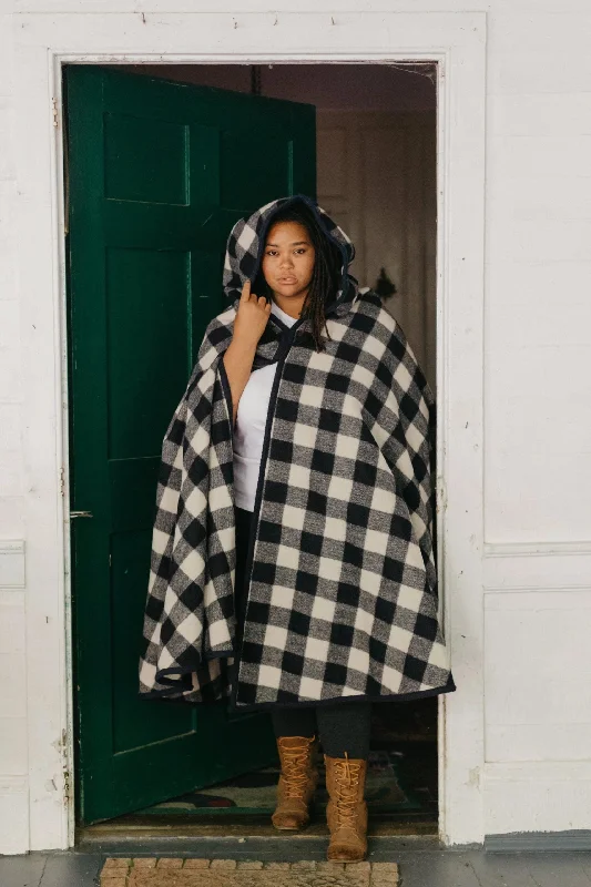 Checkered women's wool coats in a classic pattern for a timeless styleFolkwear 132 Moroccan Burnoose