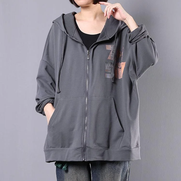 Petite women's wool blend coats with a tailored fit for a flattering silhouetteFrench hooded cotton outwear for women Fabrics gray zippered cardigan coat fall Petite women's wool blend coats with a tailored fit for a flattering silhouetteFrench hooded cotton outwear for women Fabrics gray zippered cardigan coat fall