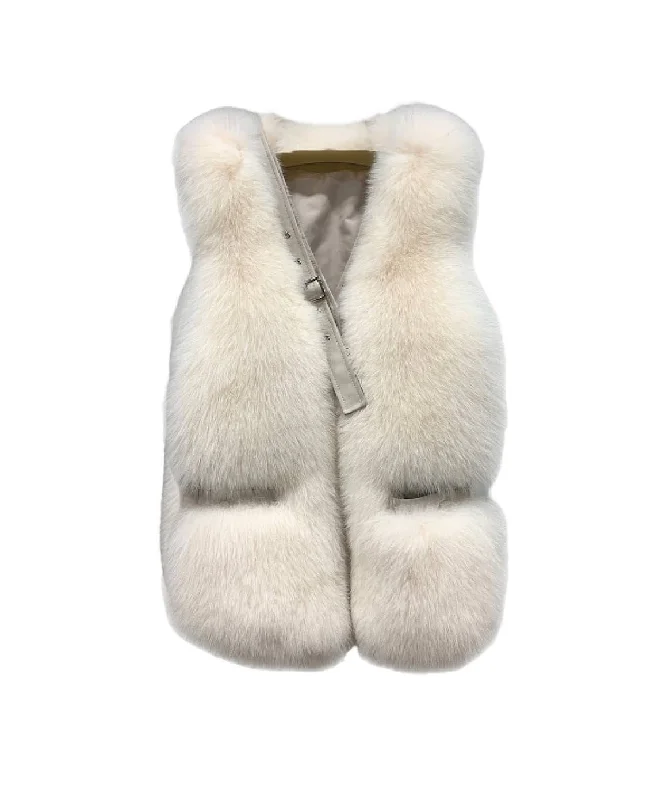 Quilted down women's coats with removable hoods for outdoor activitiesGenuine Striped Panel Fox Fur Vest Gilet In Cream Quilted down women's coats with removable hoods for outdoor activitiesGenuine Striped Panel Fox Fur Vest Gilet In Cream