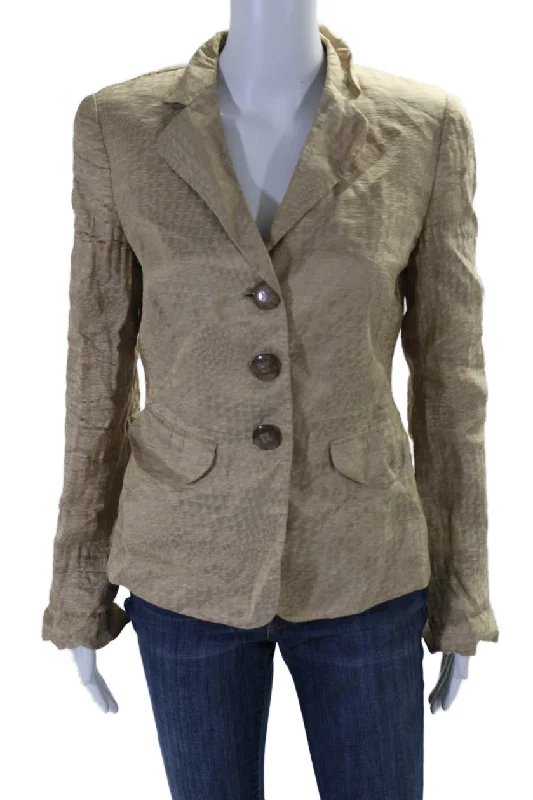 Petite women's wool blend coats with a tailored fit for a flattering silhouetteGiorgio Armani Womens Silk Blend Long Sleeves Button Down Jacket Beige Petite women's wool blend coats with a tailored fit for a flattering silhouetteGiorgio Armani Womens Silk Blend Long Sleeves Button Down Jacket Beige