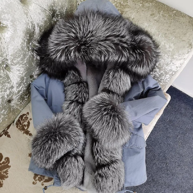 Embroidered women's cotton coats in a bohemian pattern for a unique designHigh Street Style Natural Raccoon Fur Hooded Winter Jackets for Women Embroidered women's cotton coats in a bohemian pattern for a unique designHigh Street Style Natural Raccoon Fur Hooded Winter Jackets for Women