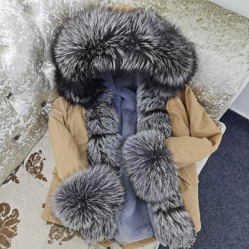 Women's reversible down coats with two - tone designs for versatile stylingHigh Street Style Women's Natural Raccoon Fur Hooded Winter Jackets & Coats Women's reversible down coats with two - tone designs for versatile stylingHigh Street Style Women's Natural Raccoon Fur Hooded Winter Jackets & Coats