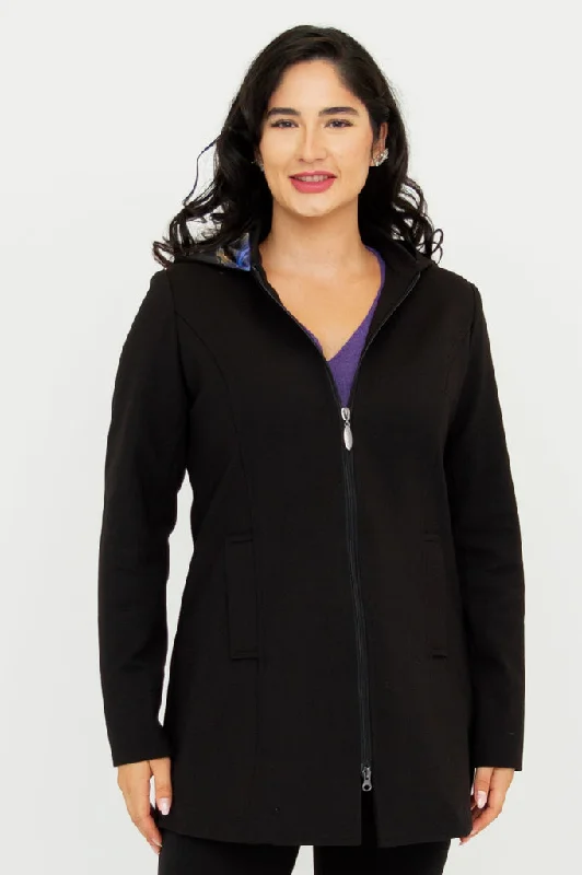 Quilted down women's coats with removable hoods for outdoor activitiesHighlands Coat, Black, Modal Quilted down women's coats with removable hoods for outdoor activitiesHighlands Coat, Black, Modal
