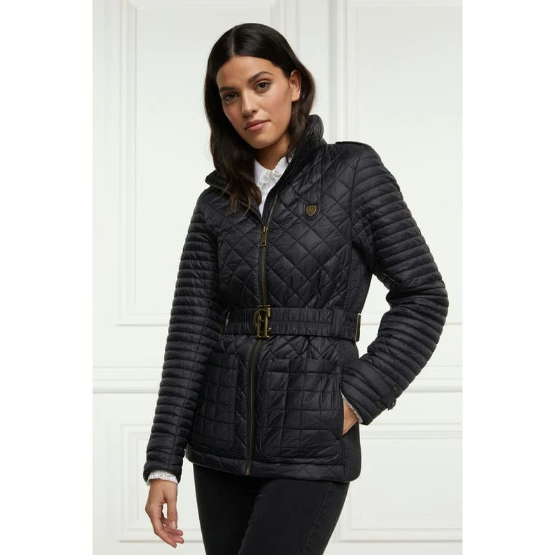 Hooded women's puffer coats in neon colors for high - visibility sportsHolland Cooper Juliana Ladies Belted Jacket - Black