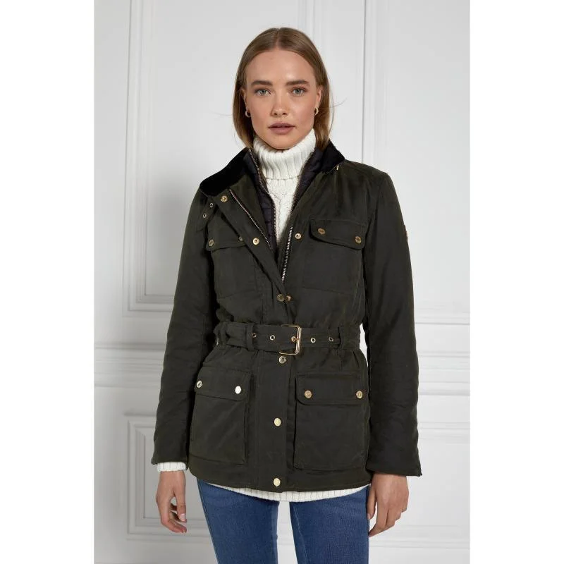 Women's longline double - breasted camel coats for a sophisticated lookHolland Cooper Wax Ladies Field Jacket - Dark Olive