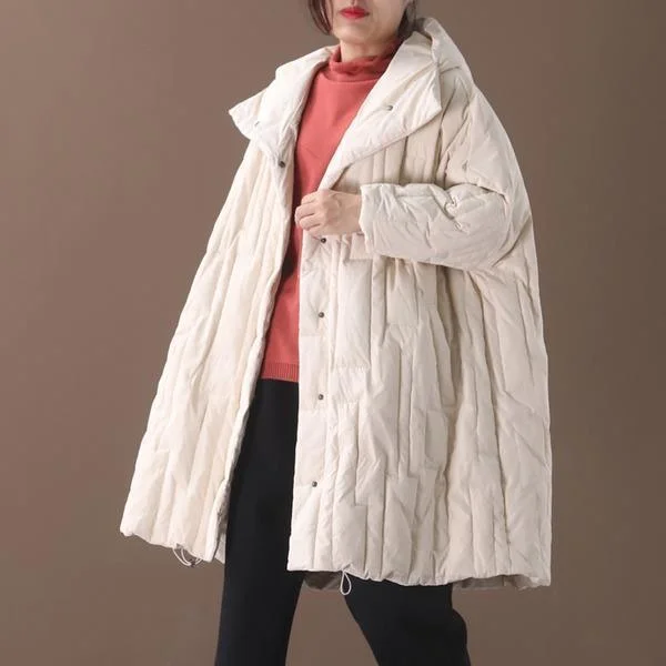 Belted women's cashmere coats in soft pastels for a luxurious feelHooded Down Coats Winter New Pockets Korean Style Female Down Coats