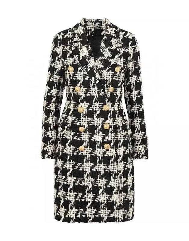 Women's faux fur coats in bright colors for a bold fashion statementHoundstooth Tweed Double Breasted Coat Women's faux fur coats in bright colors for a bold fashion statementHoundstooth Tweed Double Breasted Coat