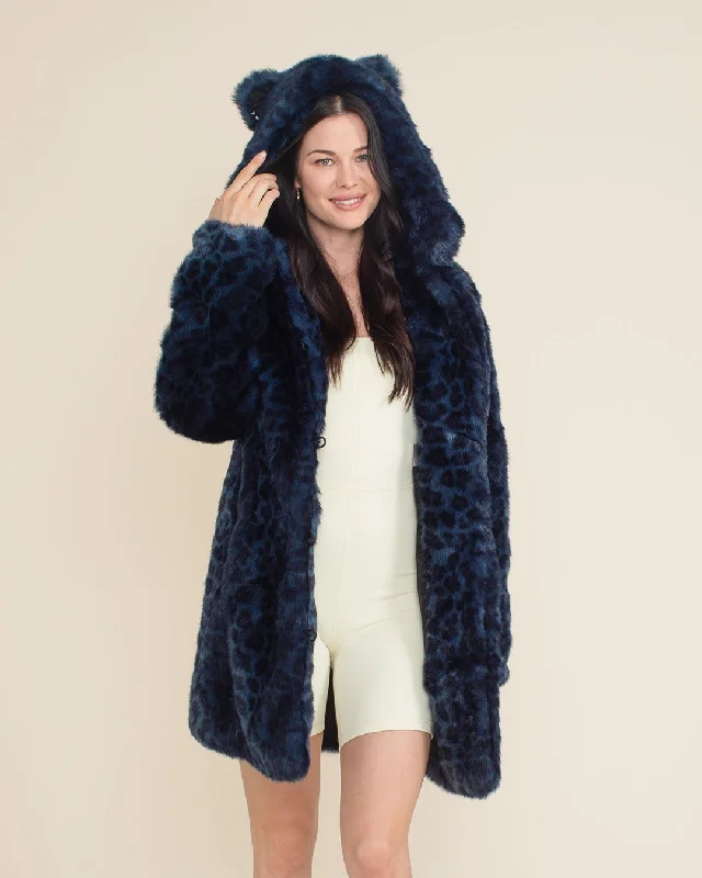Women's reversible down coats with two - tone designs for versatile stylingClassic Women's Faux Fur Coat | Indigo Leopard