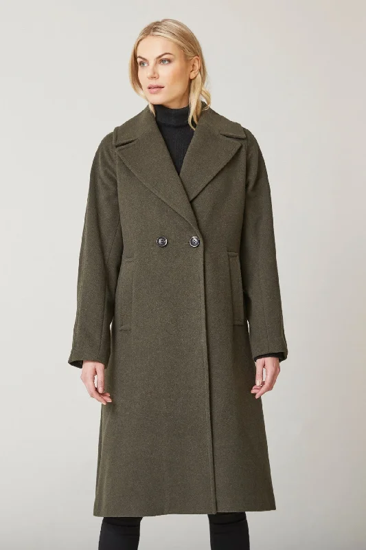 Plus size women's wool blend coats for a warm and stylish winterINGE Long Wool Coat with Notch Collar 1215