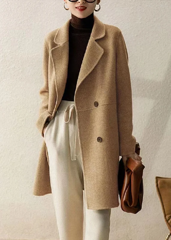 Women's cropped leather coats with silver studs for an edgy lookItalian Khaki Peter Pan Collar Pockets Patchwork Woolen Coat Winter Women's cropped leather coats with silver studs for an edgy lookItalian Khaki Peter Pan Collar Pockets Patchwork Woolen Coat Winter