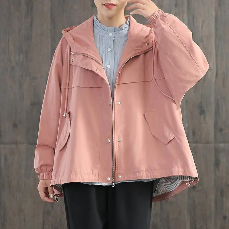 Women's long - sleeve wool coats in a houndstooth pattern for a classic charmItalian pink cotton Blouse hooded zippered daily fall coats Women's long - sleeve wool coats in a houndstooth pattern for a classic charmItalian pink cotton Blouse hooded zippered daily fall coats