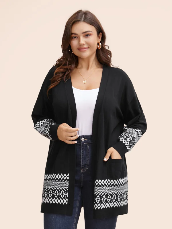 oversized women cardigan for a trendy and cozy lookKimono Collar Bandana Print Pocket Cardigan oversized women cardigan for a trendy and cozy lookKimono Collar Bandana Print Pocket Cardigan