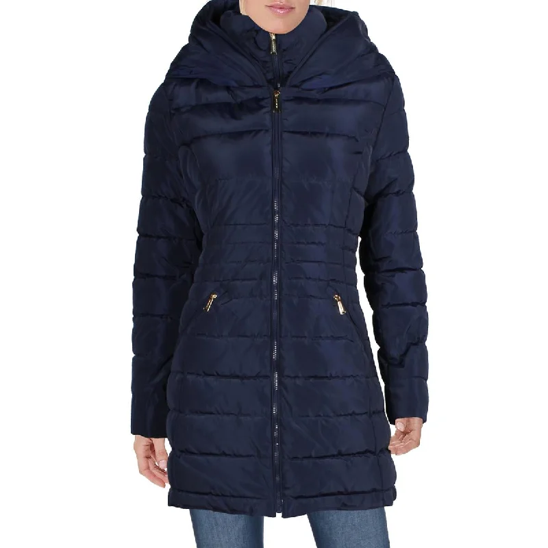 Hooded women's puffer coats in neon colors for high - visibility sportsLaundry by Shelli Segal Quilted Mid-Length Puffer Coat with Bib Lining Hooded women's puffer coats in neon colors for high - visibility sportsLaundry by Shelli Segal Quilted Mid-Length Puffer Coat with Bib Lining