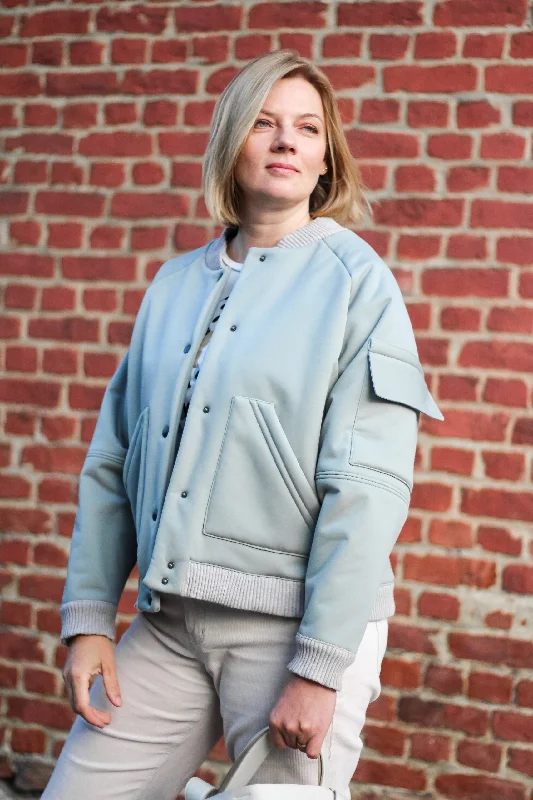 Mid - length women's down coats in a slim fit for a modern and sleek appearanceLenaline Patterns Arthur Bomber Jacket