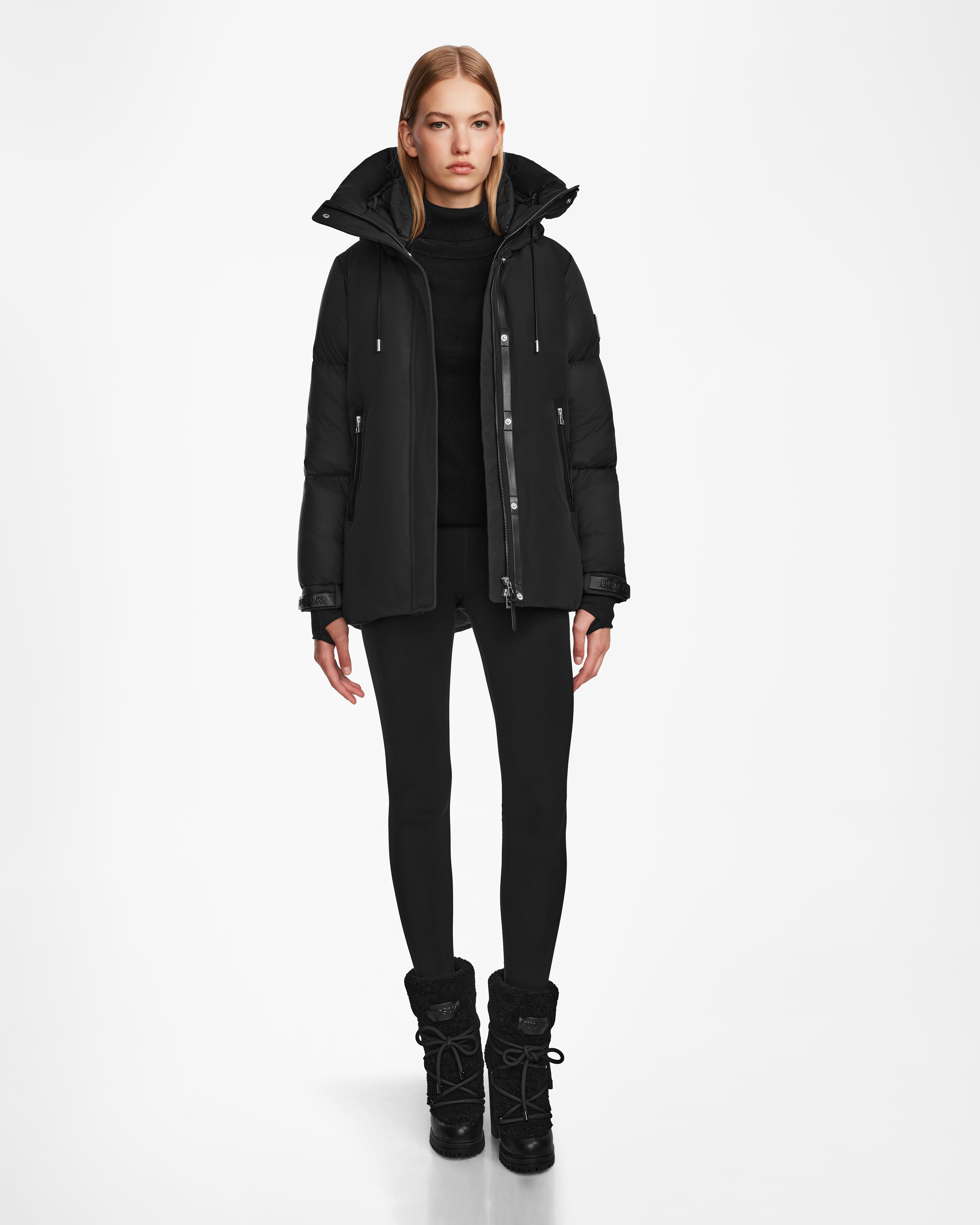 Quilted down women's coats with removable hoods for outdoor activitiesLOLI - 8124507 Black Quilted down women's coats with removable hoods for outdoor activitiesLOLI - 8124507 Black