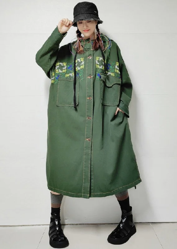 Plus size women's wool blend coats for a warm and stylish winterLoose Army Green Hooded Pockets Denim Long Trench Coat Fall Plus size women's wool blend coats for a warm and stylish winterLoose Army Green Hooded Pockets Denim Long Trench Coat Fall