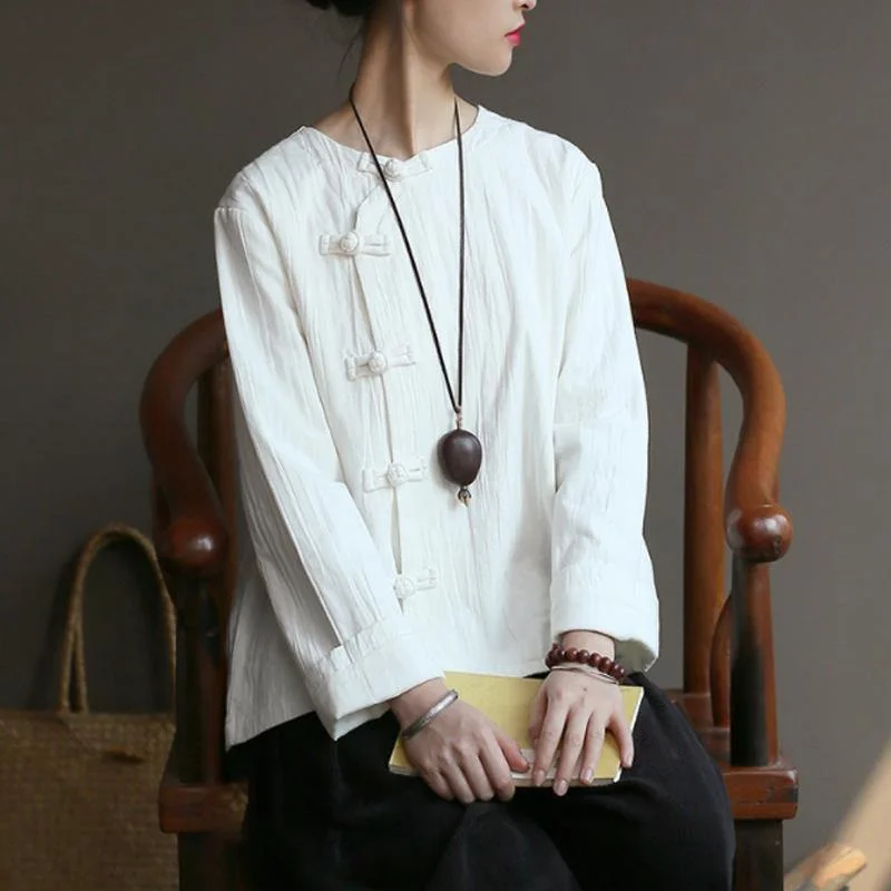 Long women's mac coats in a lightweight fabric for spring showersLoose cotton white Blouse Omychic Women Chinese Style Cotton Frog Spring Coat Shirt Long women's mac coats in a lightweight fabric for spring showersLoose cotton white Blouse Omychic Women Chinese Style Cotton Frog Spring Coat Shirt