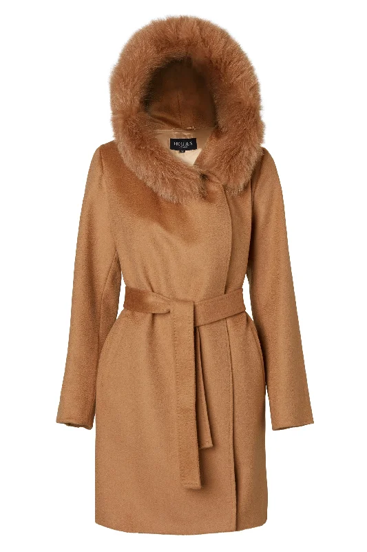 Belted women's cashmere coats in soft pastels for a luxurious feelLUCINDA CAMEL