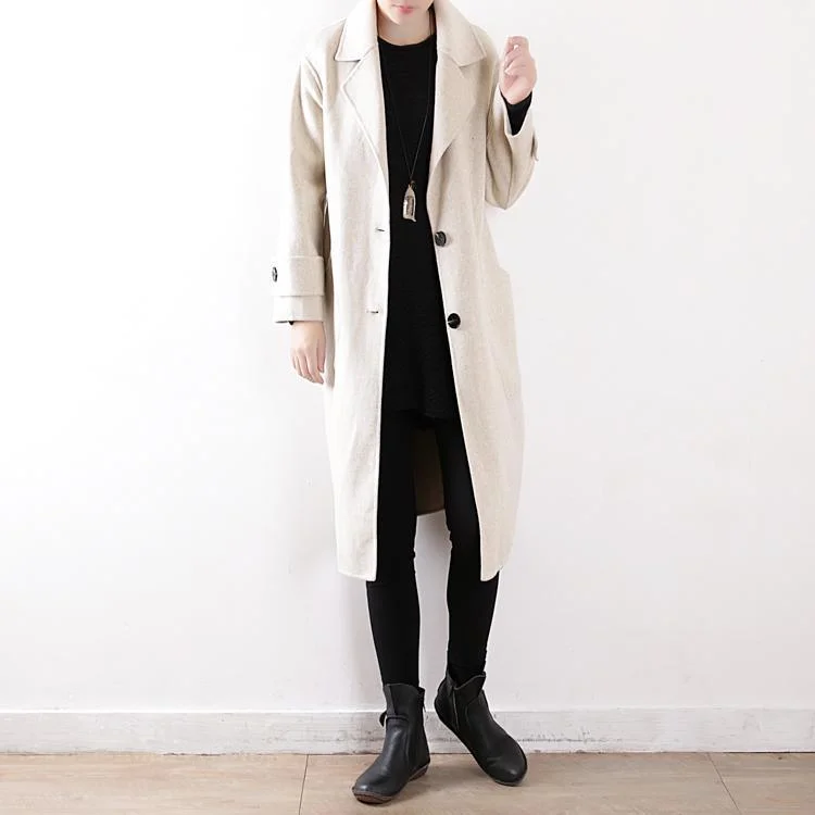 Women's faux fur coats in bright colors for a bold fashion statementLuxury beige Woolen Coat Women Loose fitting medium length jackets fall coats lapel collar Women's faux fur coats in bright colors for a bold fashion statementLuxury beige Woolen Coat Women Loose fitting medium length jackets fall coats lapel collar