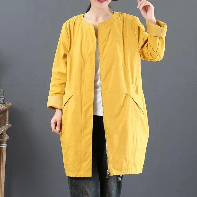 Women's faux fur coats in bright colors for a bold fashion statementLuxury yellow o neck coats casual coat fall women trench coats zippered