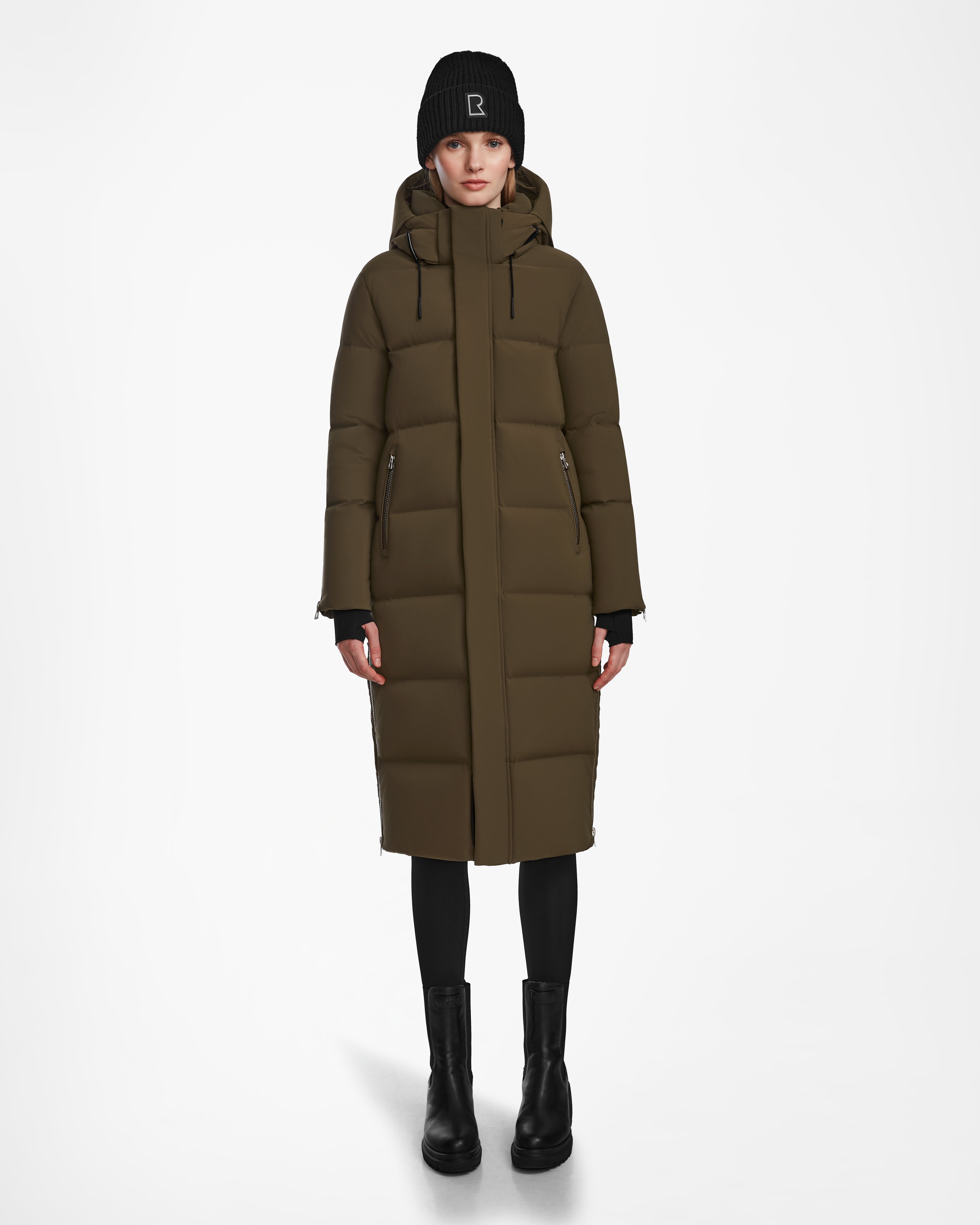 Women's knee - length wool blend coats with a fur collar for added warmthMAO M - 8123598 Army Women's knee - length wool blend coats with a fur collar for added warmthMAO M - 8123598 Army